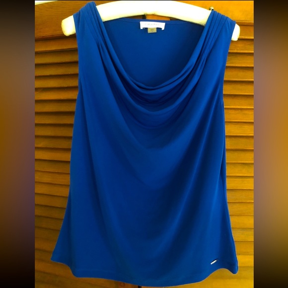 Calvin Klein Tops - Calvin Klein drape neckline blue tank top blouse